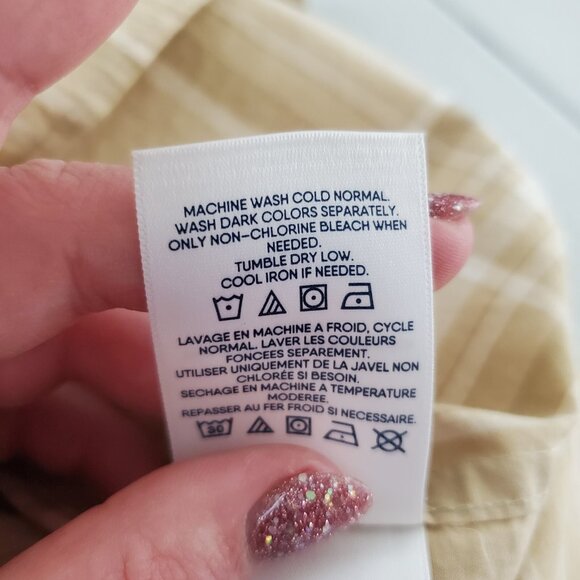 Lands' End Womens Tan Plaid Button Front Blouse Size 2X Lightweight Cotton - Picture 5 of 8